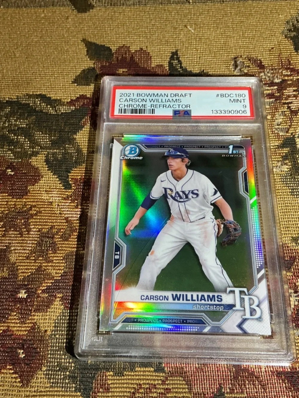 2021 BOWMAN DRAFT CHROME-REFRACTOR #BDC180 CARSON WILLIAMS Rookie Graded PSA 9